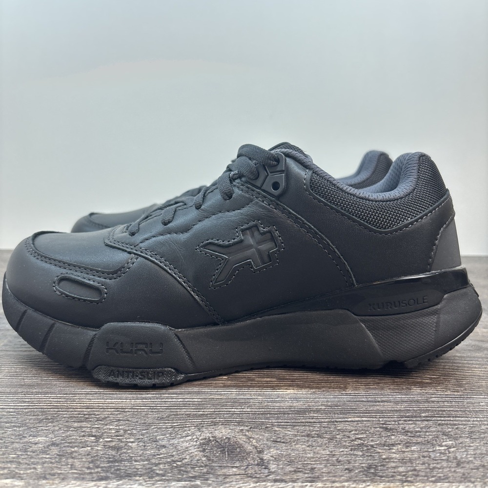 KURU Kinetic 2 Women's 8.5 Wide Shoe Sneaker Jet Black Leather Anti-Slip Work